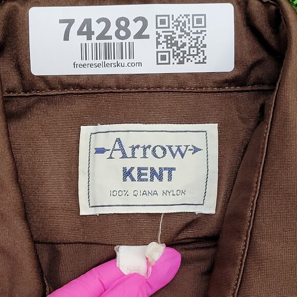 Vintage 70s Arrow Kent MOD Button Shirt S/M 21x30 Shirttail - Picture 8 of 10